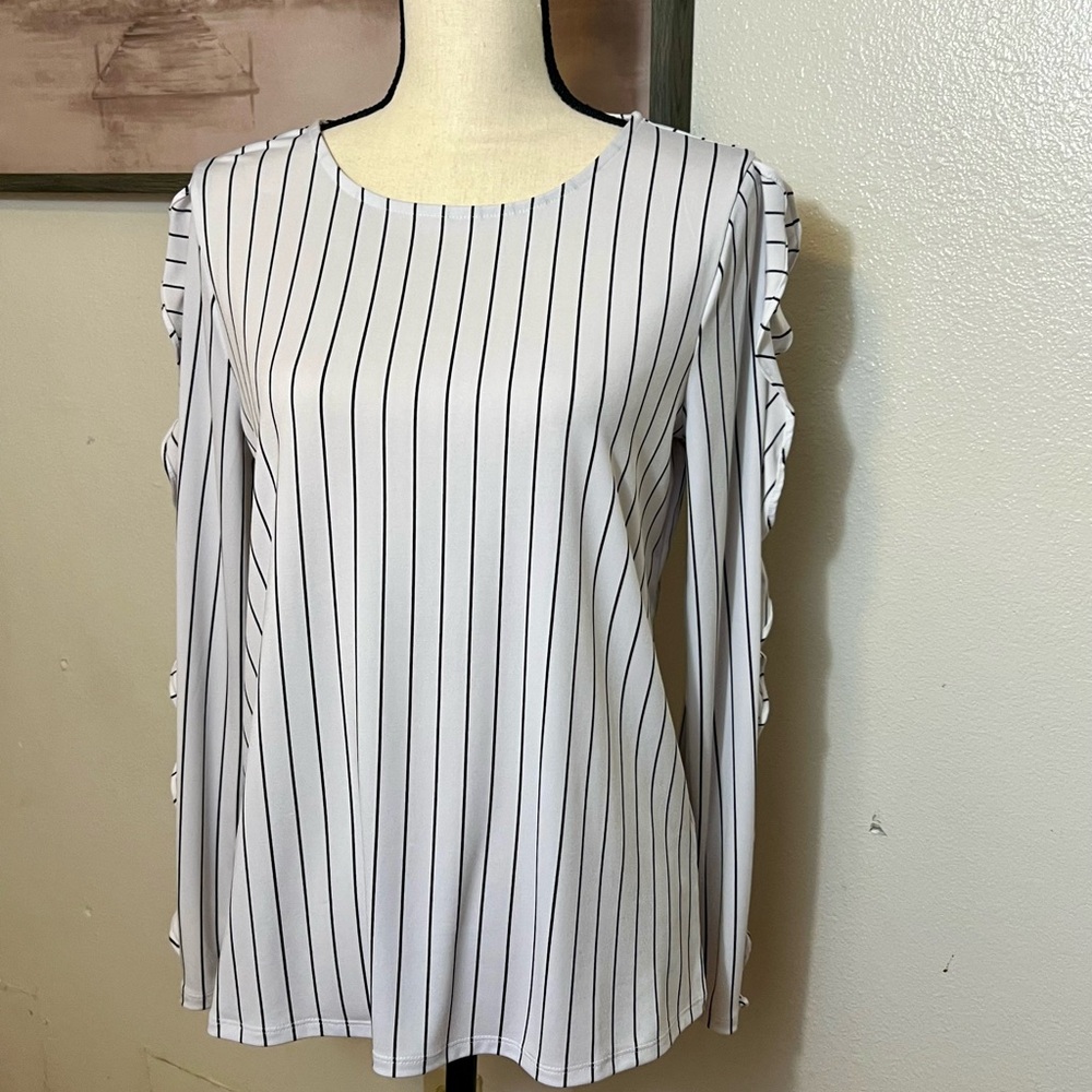 Banana Republic Black and White Striped Blouse